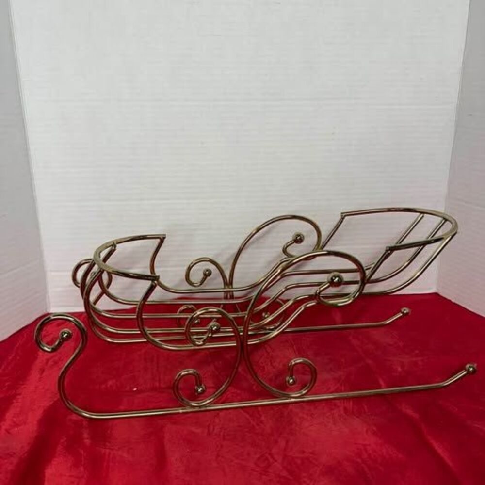 Brass Plated Decorative 15” Christmas Santa Sleigh